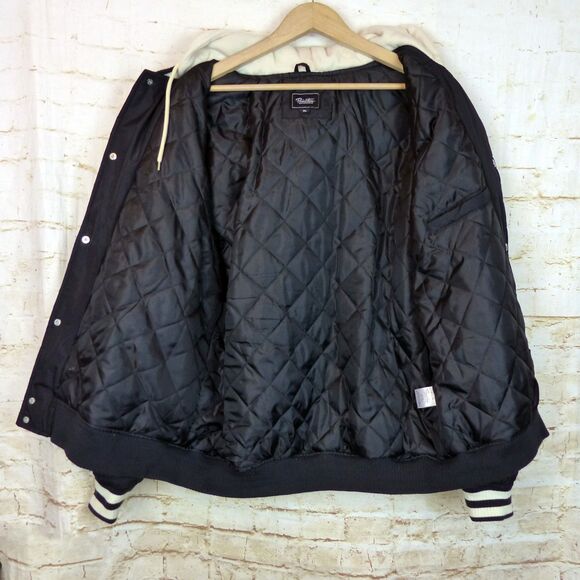 Primitive Skateboarding Varsity Jacket Mens XL Black Hoodie Quilted Lined Bomber - Picture 8 of 10